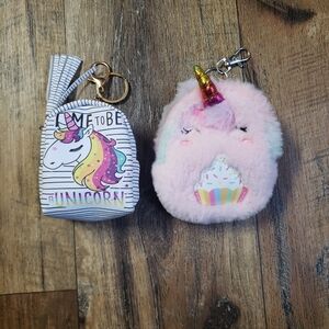 Set Of 2 Unicorn Backpack Keychain Pouches